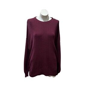 Hollister Mens Red Ribbed Knit Crew Neck Oversized Pullover Sweater Size S